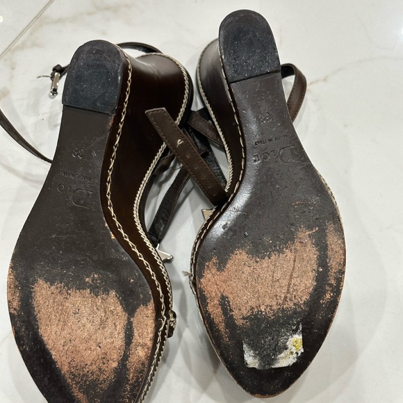 DIOR WOMEN’S SANDALS BLACK LEATHER SIZE 8 - Picture 4 of 6